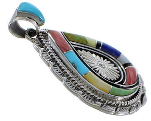 Sterling Silver And Multicolor Southwest Pendant EX28941