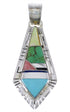Multicolor Inlay Southwestern Silver Pendant EX28954