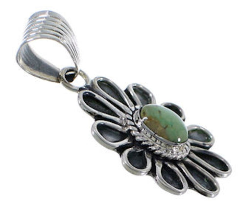 Turquoise And Genuine Sterling Silver Flower Pendant EX28985