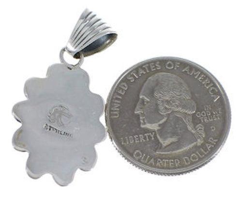 Turquoise And Genuine Sterling Silver Flower Pendant EX28985