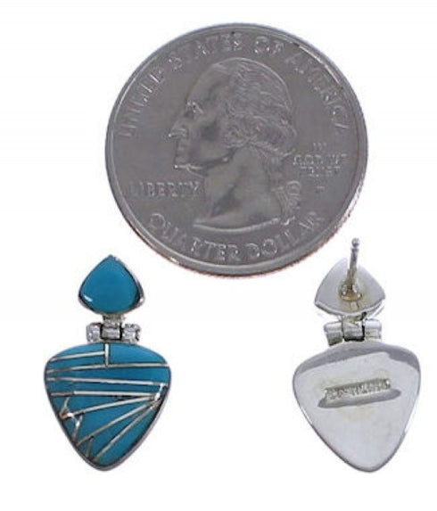 Turquoise Inlay Southwestern Silver Earrings EX31610