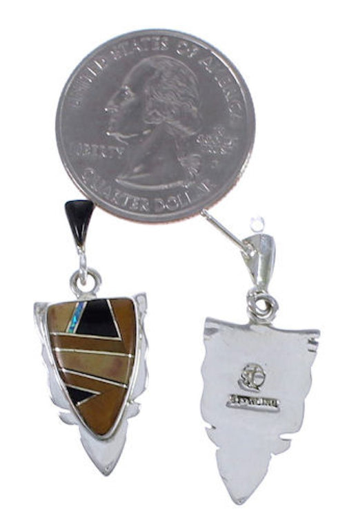 Southwest Multicolor Inlay Silver Earrings EX31616