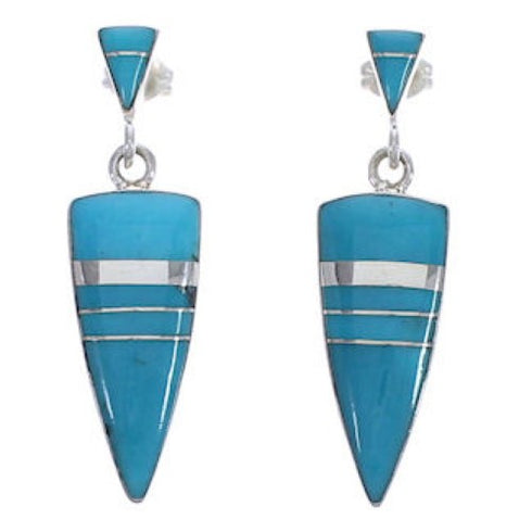 Turquoise Inlay Southwestern Silver Earrings