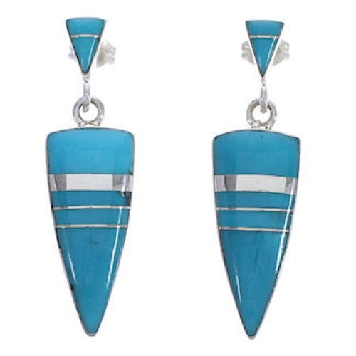 Turquoise Inlay Southwestern Silver Earrings