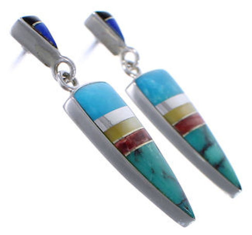 Southwestern Multicolor Inlay And Silver Earrings EX31630