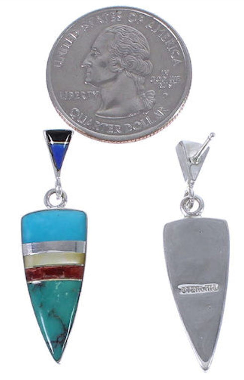 Southwestern Multicolor Inlay And Silver Earrings EX31630
