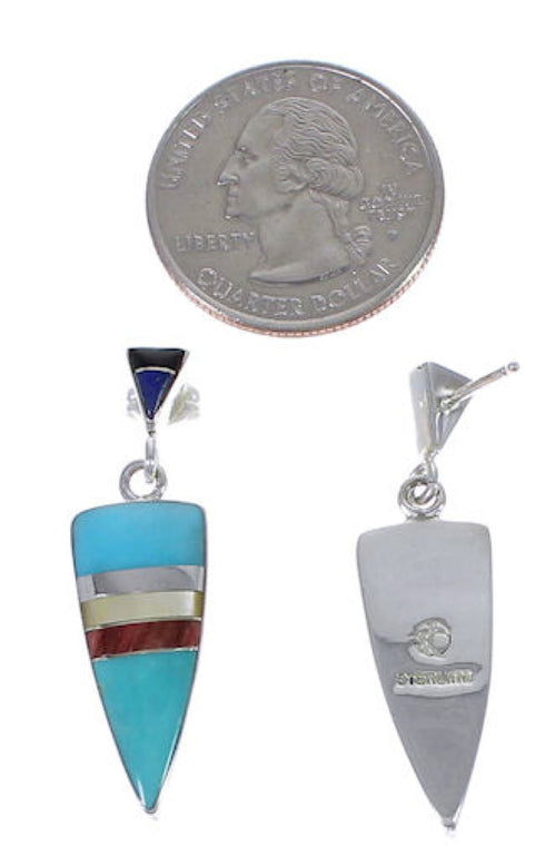 Sterling Silver And Multicolor Inlay Earrings EX31638