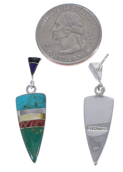 Genuine Sterling Silver And Multicolor Inlay Earrings EX31639