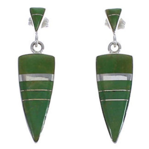 Turquoise Inlay Southwestern Silver Earrings