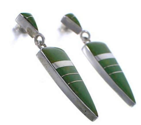 Turquoise Inlay Southwestern Silver Earrings