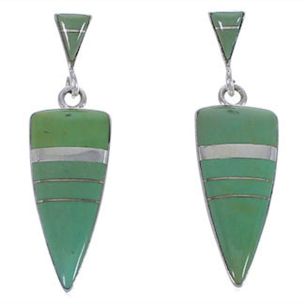 Genuine Sterling Silver And Turquoise Post Dangle Earrings EX31648