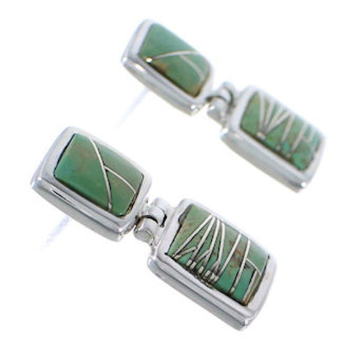 Sterling Silver Turquoise Inlay Post Dangle Earrings FX31004
