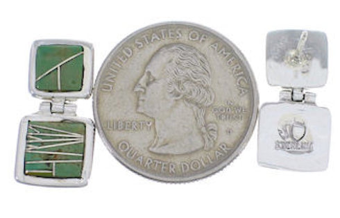 Sterling Silver Turquoise Inlay Post Dangle Earrings FX31004