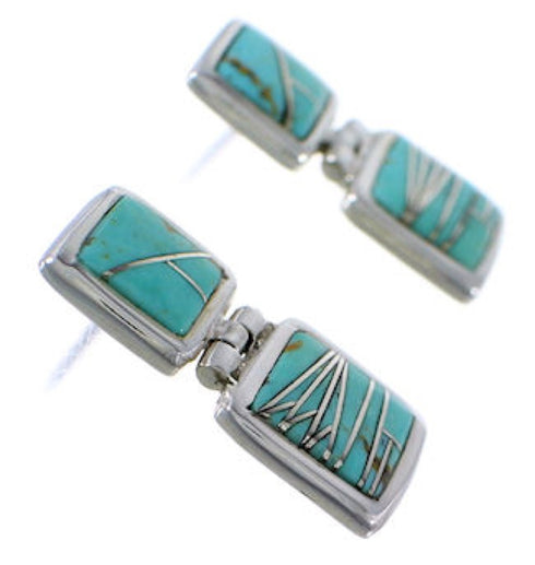 Sterling Silver Turquoise Post Dangle Earrings FX31005