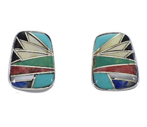 Multicolor Sterling Silver Southwest Post Earrings FX31020