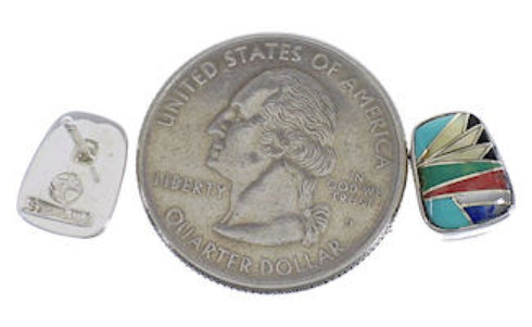 Multicolor Sterling Silver Southwest Post Earrings FX31020