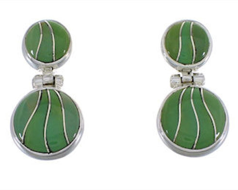Genuine Sterling Silver Turquoise Post Dangle Earrings FX31026
