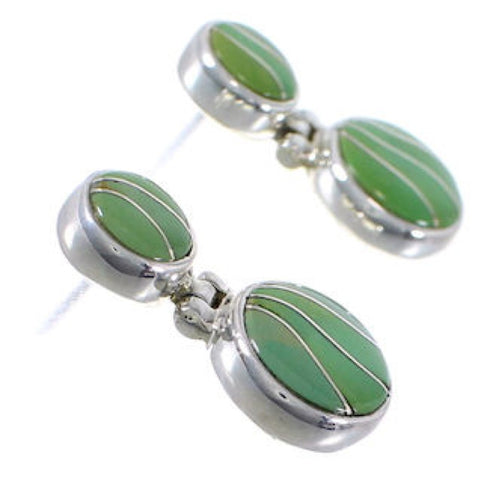 Genuine Sterling Silver Turquoise Post Dangle Earrings FX31026