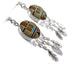 Multicolor Feather Sterling Silver Post Dangle Earrings PX28916