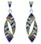 Multicolor Inlay Sterling Silver Post Dangle Earrings PX28925