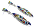 Multicolor Inlay Sterling Silver Post Dangle Earrings PX28925