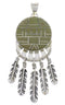 Silver Jewelry Feather Turquoise Inlay Pendant PX28990
