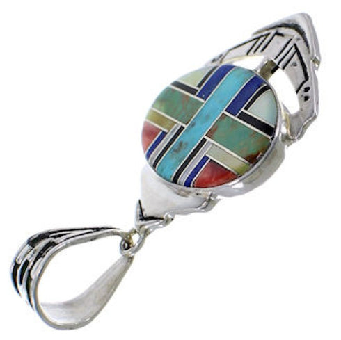 Sterling Silver Multicolor Inlay Southwest Pendant Jewelry PX29061
