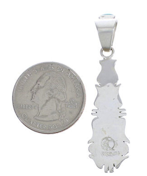 Southwest Turquoise Inlay And Silver Slide Pendant EX30517