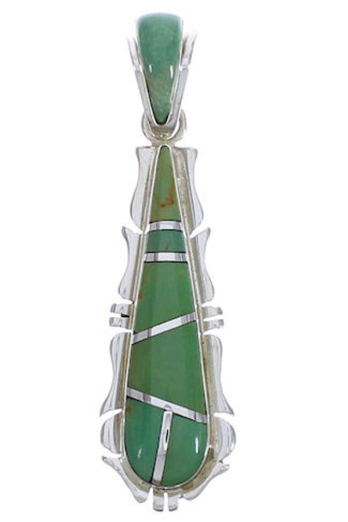 Silver Turquoise Inlay Southwest Pendant EX30518