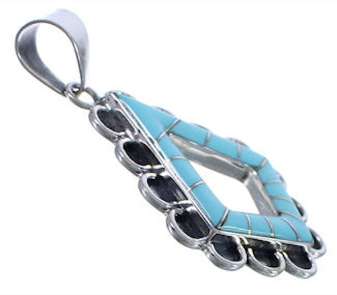 Sterling Silver And Turquoise Inlay Jewelry Pendant EX30591
