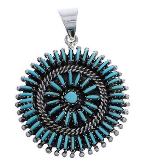 Sterling Silver And Turquoise Needlepoint Slide Pendant EX30605