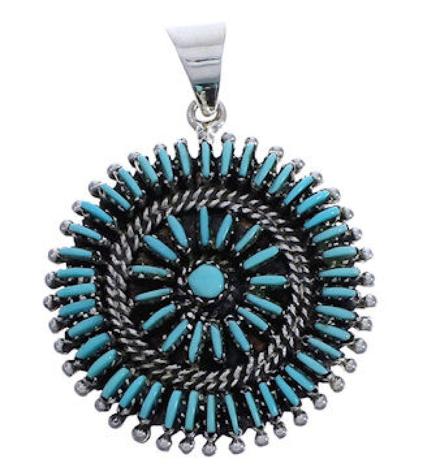 Sterling Silver And Turquoise Needlepoint Slide Pendant EX30605