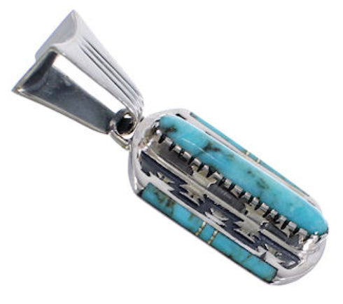 Turquoise Inlay And Sterling Silver Southwest Pendant EX28792