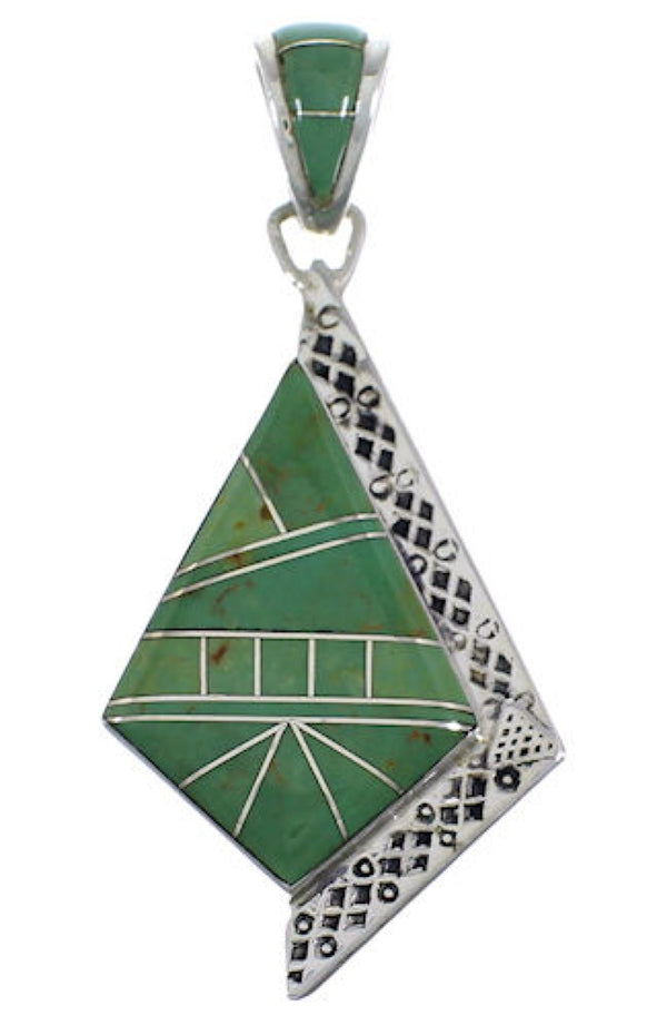 Southwest Turquoise Inlay Sterling Silver Pendant EX28802