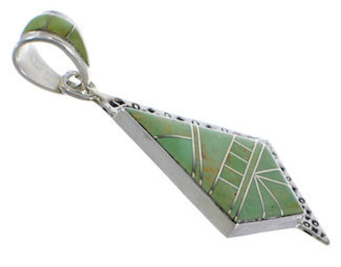 Turquoise Inlay Southwest Sterling Silver Pendant EX28804