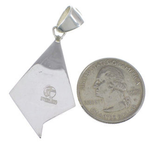 Turquoise Inlay Southwest Sterling Silver Pendant EX28804