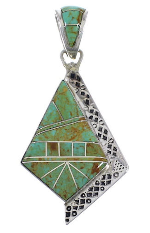 Genuine Sterling Silver Turquoise Inlay Pendant EX28806