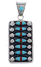 Turquoise And Coral Southwest Sterling Silver Pendant EX28836