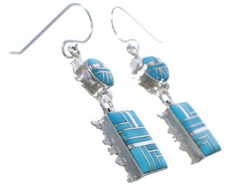 Turquoise Sterling Silver Southwest Jewelry Hook Earrings PX30649