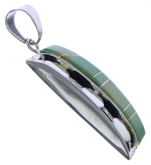 Turquoise Inlay Heavy Sterling Silver Jewelry Pendant PX30675