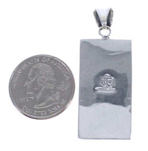 Turquoise Inlay Heavy Sterling Silver Jewelry Pendant PX30675