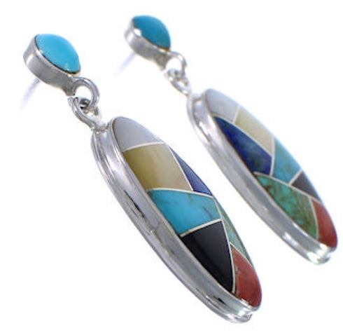 Southwestern Multicolor Silver Jewelry Post Dangle Earrings PX30680