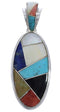 Southwestern Multicolor Inlay Sterling Silver Pendant Jewelry PX30732