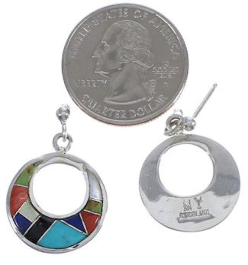 Multicolor Sterling Silver Southwest Post Dangle Earrings PX31277