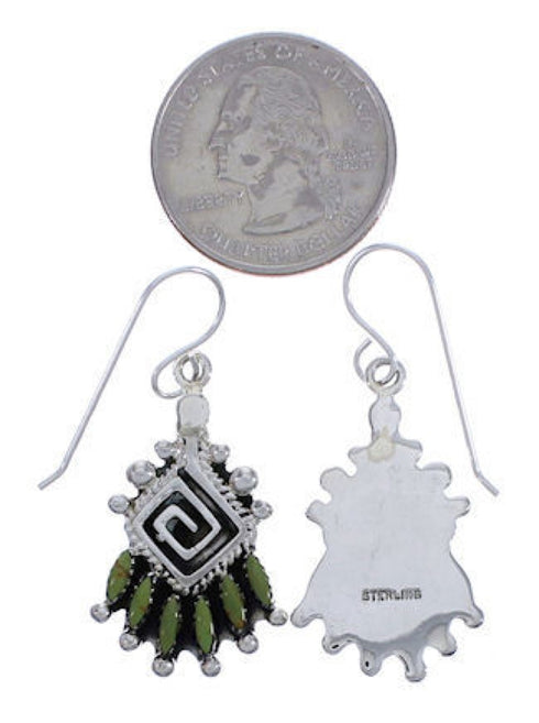 Turquoise Southwest Silver Hook Dangle Earrings PX31284