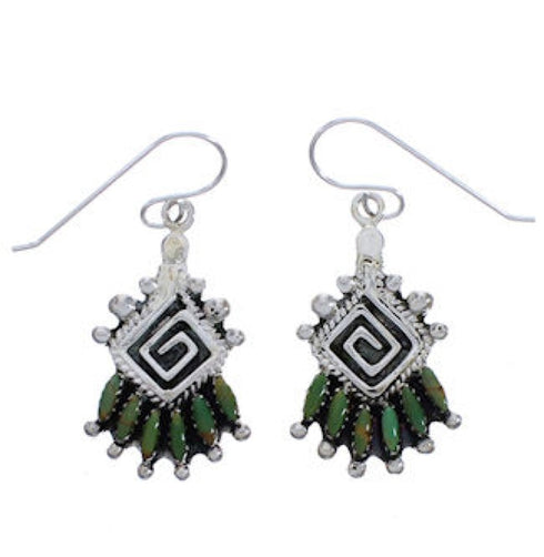 Southwest Turquoise Silver Hook Dangle Earrings PX31330
