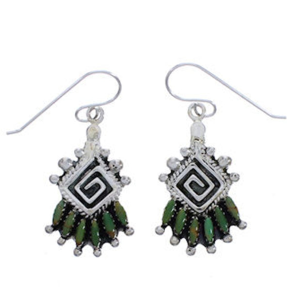 Southwest Turquoise Silver Hook Dangle Earrings PX31330