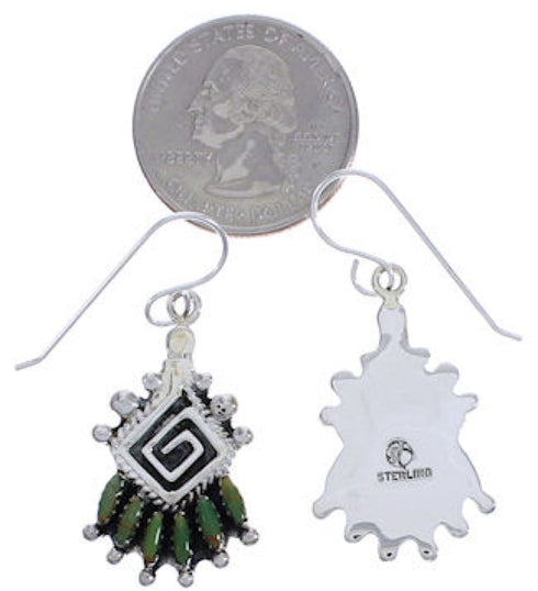 Southwest Turquoise Silver Hook Dangle Earrings PX31330