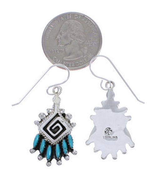 Sterling Silver And Turquoise Jewelry Hook Dangle Earrings PX31332