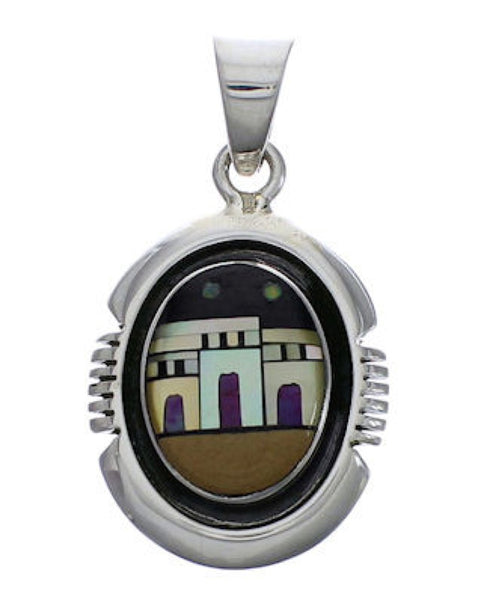 Sterling Silver Multicolor Native American Design Pendant EX29167